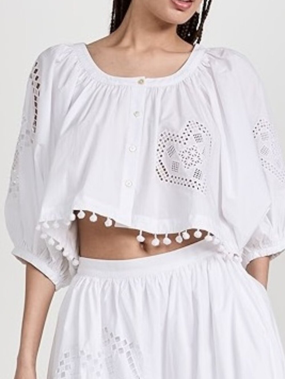 RARE NWT $295 RHODE RESORT BANKS TOP IN WHITE HEART EYELET SIZE S